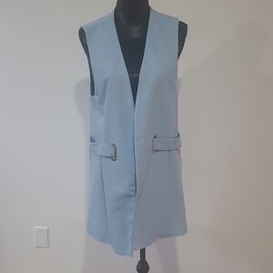 ReVamped Soft Light Blue Sleeveless Long Vest